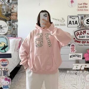 pink #76 cheetah/leopard print hollister hoodie